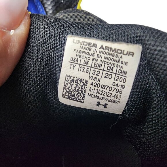 Under Armour Youth Boys Basketball Shoes Black/Blue Size 1 - Picture 9 of 9